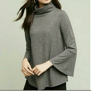 Postmark Metallic Stripe Bell Sleeve Turtleneck